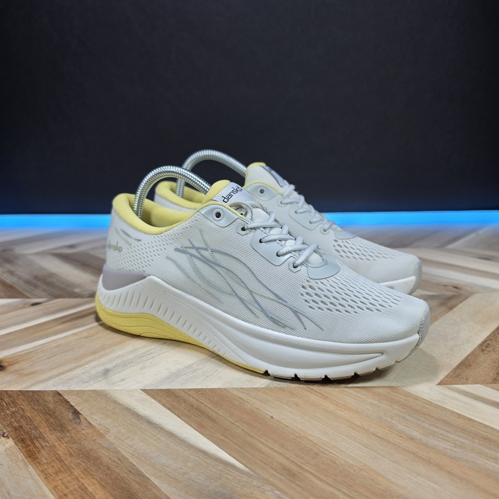 Dansko Pace Womens Walking Shoes Size 38 US 7.5-8 White Yellow Mesh Sneakers